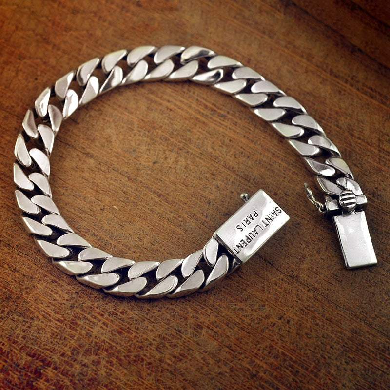 Loookus - 925 Silver Braided Cuban Pin Coupler Whip Bracelet