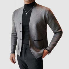 Loookus - Men's Elegant V-Neck Contrasting Knitted Cardigan NEW