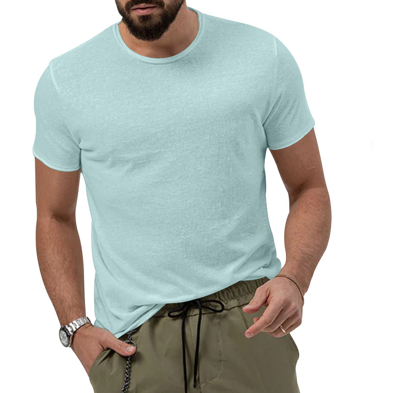 Loookus - Men's summer solid color quick-dry round collar casual top