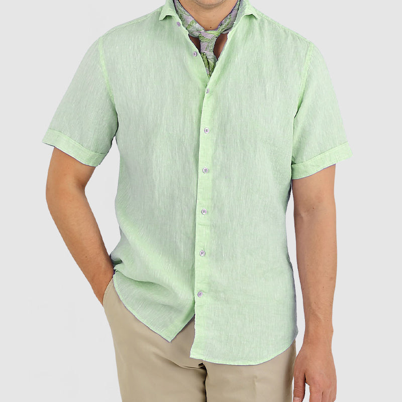 Loookus - Gentleman's Daily Cotton Linen Short Sleeve Shirt