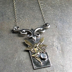Loookus - Vintage Guardian Angel Silver Necklace