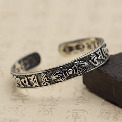 Loookus - 925 Silver Vintage Six-Character Mantra Ethnic Style Bracelet