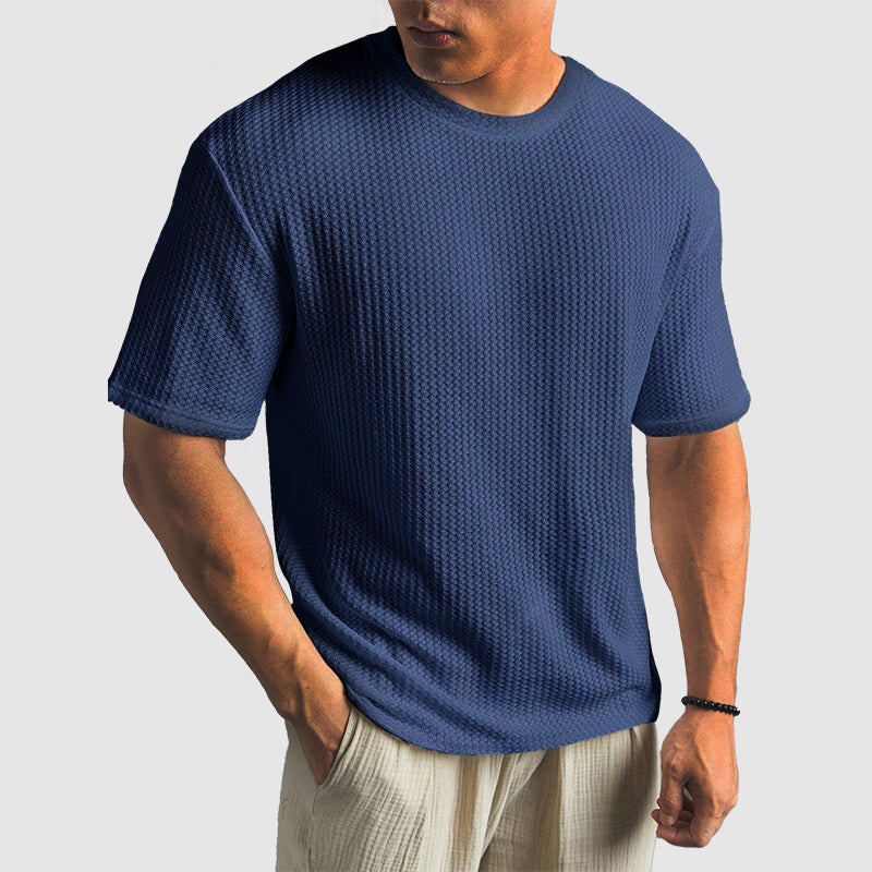 Loookus - Men's Casual Knit Textured Breathable Crew Neck T-Shirt