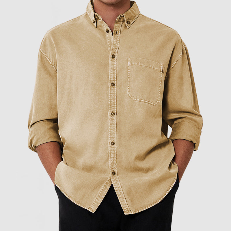 Loookus - Men's Casual Premium Washed Cotton Pocket Shirt