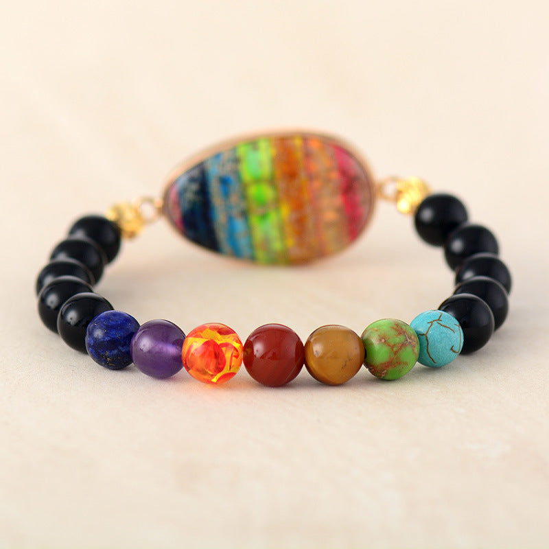 Loookus - 7 Chakra Heart-shaped Healing Natural Stone beaded Bracelet