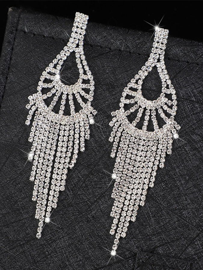 Loookus - Tassel Rhinestone Earrings