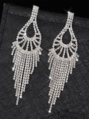 Loookus - Tassel Rhinestone Earrings