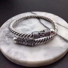 Loookus - 925 Silver Vintage Thread Handwoven Adjustable Open Bracelet