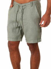 Loookus - Men's solid color lace-up sports casual pants short