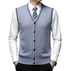 Loookus - Men's V-neck Vest Knitted Cardigan Cashmere Vest