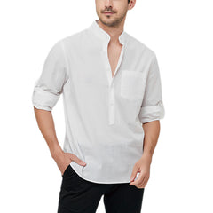 Loookus - Men's Cotton Henley Vacation Shirt