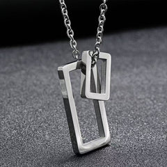 Loookus - Personalized Retro Double-Layer Square Frame Men'S Necklace