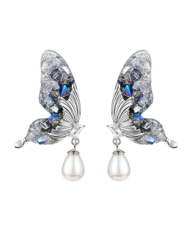 Loookus - Butterfly Water Droplet Drop Earrings