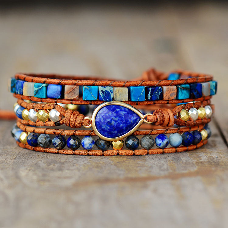 Loookus - Lapis Lazuli Healing Crystal Quartz Balance Bracelet