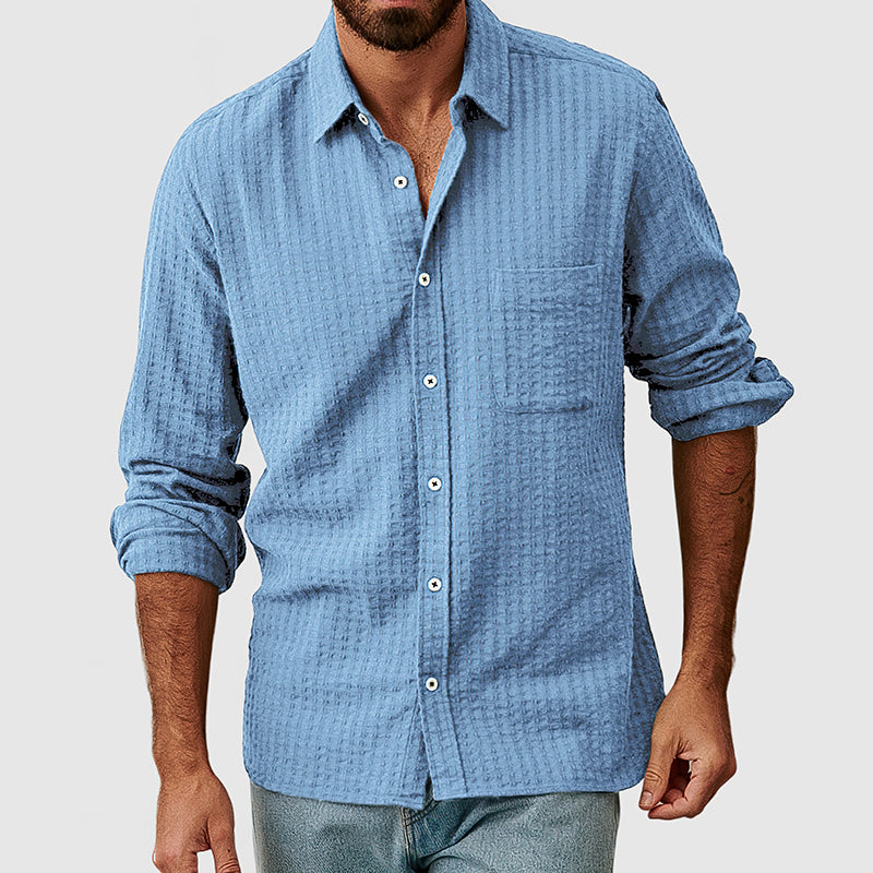 Loookus - Men's Casual Basic Textured Cotton Shirt