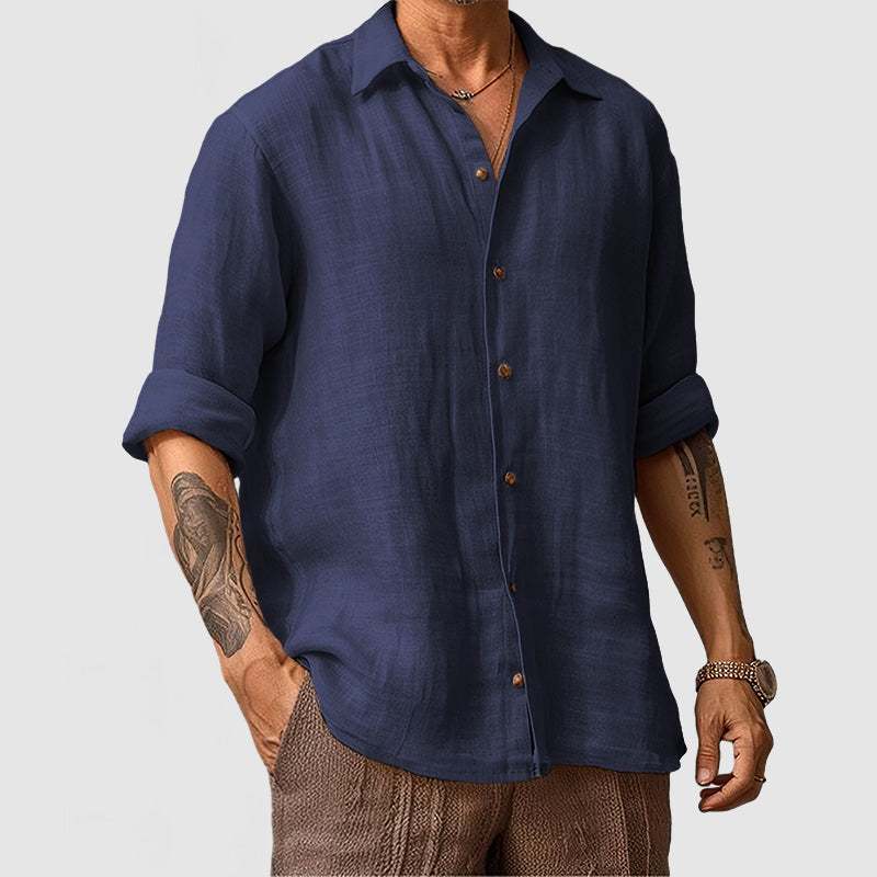 Loookus - Men's Casual Beach Seaside Cotton Linen Shirt