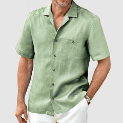 Loookus - Men's Casual Cotton Linen Pocket Shirt