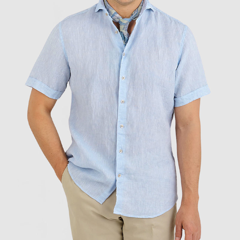 Loookus - Gentleman's Daily Cotton Linen Short Sleeve Shirt