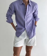 Loookus - Summer Simple Solid Color Linen Shirt