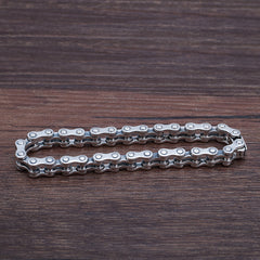 Loookus - 925 Silver Men's personality hip-hop simple motorcycle chain bracelet