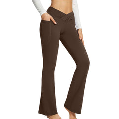 Loookus - Women's Autumn and Winter Solid Color Casual Micro-lapel High Waist Slim Wide Leg Yoga Fitness Pants Sweatpants