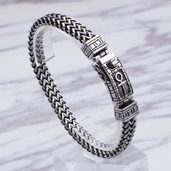 Loookus - 925 Silver European and American Retro Punk Double Chain Bracelet