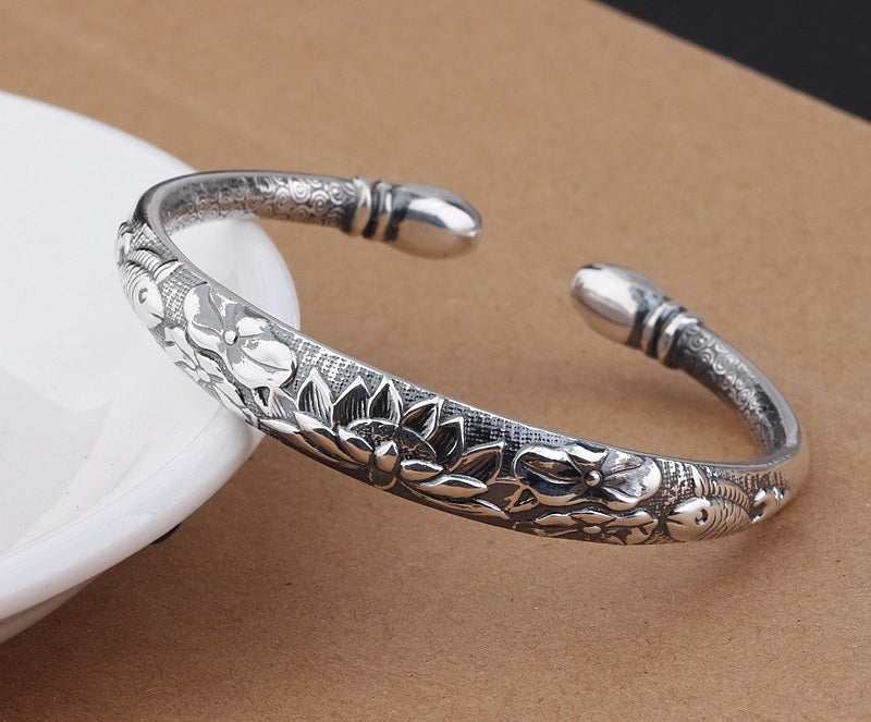 Loookus - 925 Silver Lotus Bracelet