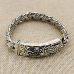 Loookus - 925 Silver European and American double ancient dragon bracelet