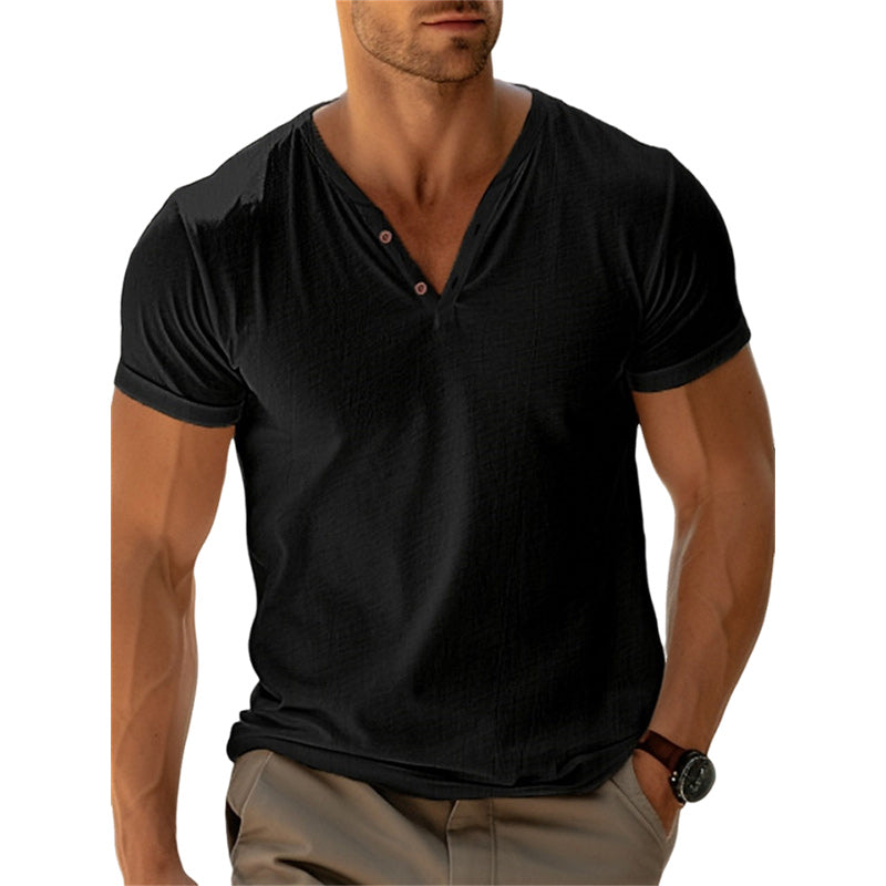 Loookus - Mens Summer Casual Beach Solid Color T Shirt