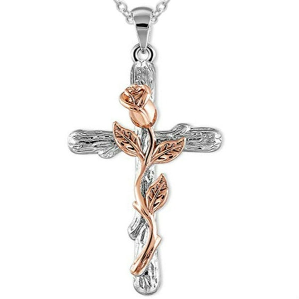 Loookus - Rose Cross Necklace