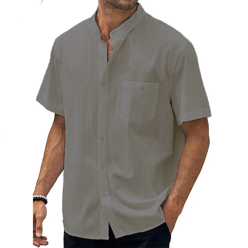 Loookus - Men's ice cream Cotton Summer Casual Beach Shirt Short Sleeve