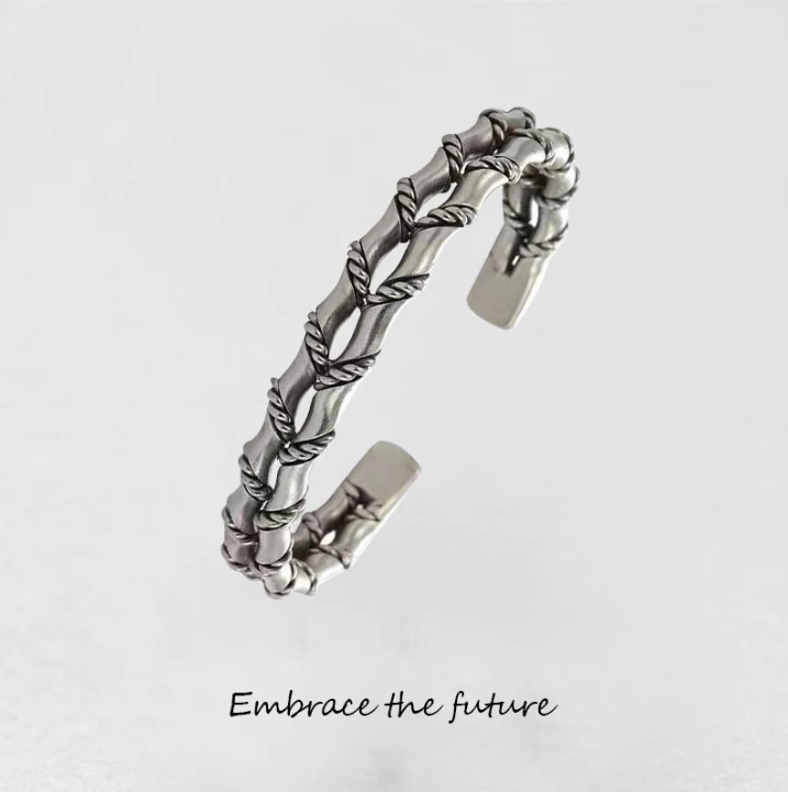 Loookus - 925 Silver hand-woven personalized retro opening adjustable bracelet