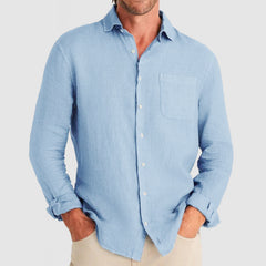 Loookus - Gentleman Simple Temperament Cotton Linen Shirt