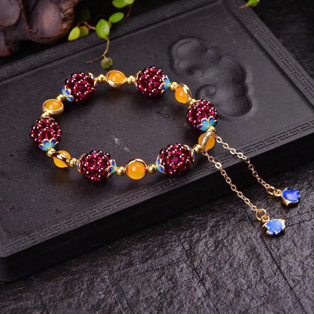 Loookus - Natural Garnet Stone Pomegranate Bracelet