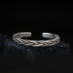 Loookus - 925 Silver hand-woven personalized retro opening adjustable bracelet