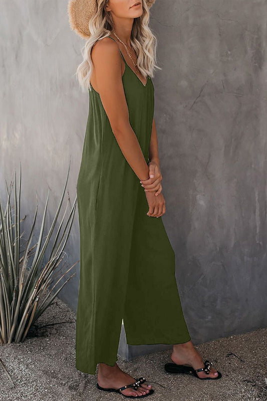 Loookus - Strap Jumpsuit Women's New Solid Color Pocket Casual Jumpsuit