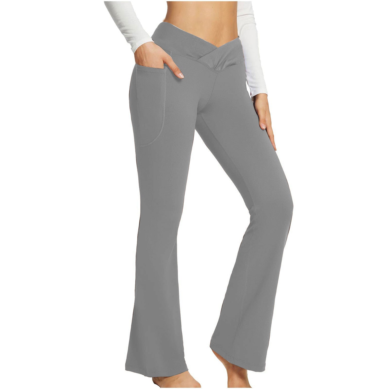 Loookus - Women's Autumn and Winter Solid Color Casual Micro-lapel High Waist Slim Wide Leg Yoga Fitness Pants Sweatpants