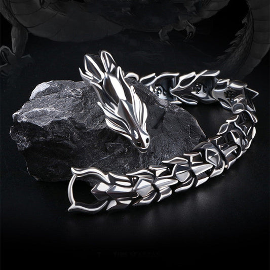 Loookus - 925 Silver Bracelet Men's Personality Fashion Jewelry Hip Hop Punk Style