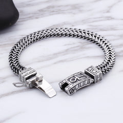 Loookus - 925 Silver European and American Retro Punk Double Chain Bracelet