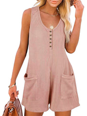 Loookus - Summer New Loose Type Temperament Commuter Women's Hot Casual Button Pocket Undershirt Mid-waist Jumpsuit