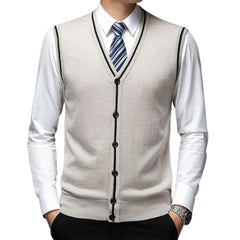 Loookus - Men's V-neck Vest Knitted Cardigan Cashmere Vest