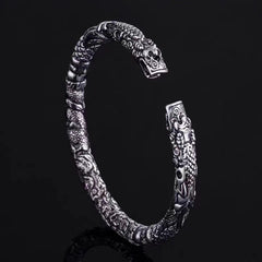 Loookus - 925 Silver Double Tap Retro Open Couple Bracelet