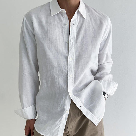 Loookus - Summer Simple Solid Color Linen Shirt