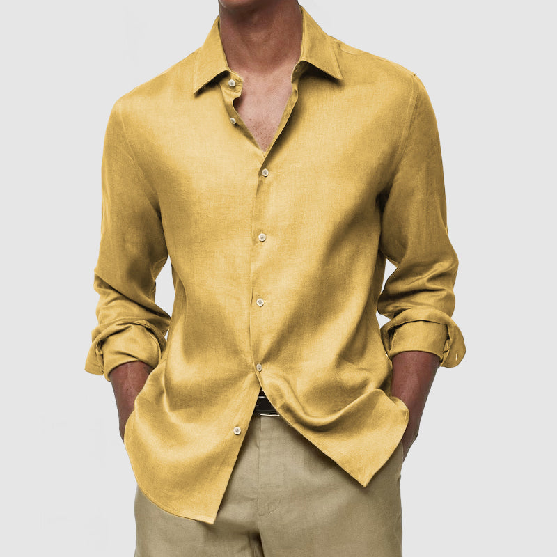 Loookus - Gentleman's Casual Luxury Touch Cotton Linen Shirt