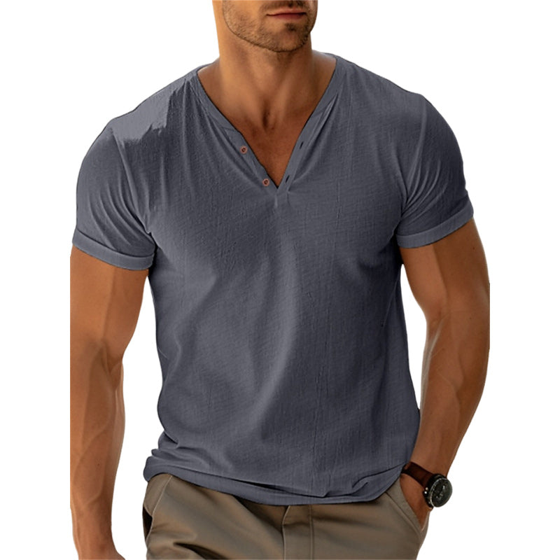 Loookus - Mens Summer Casual Beach Solid Color T Shirt