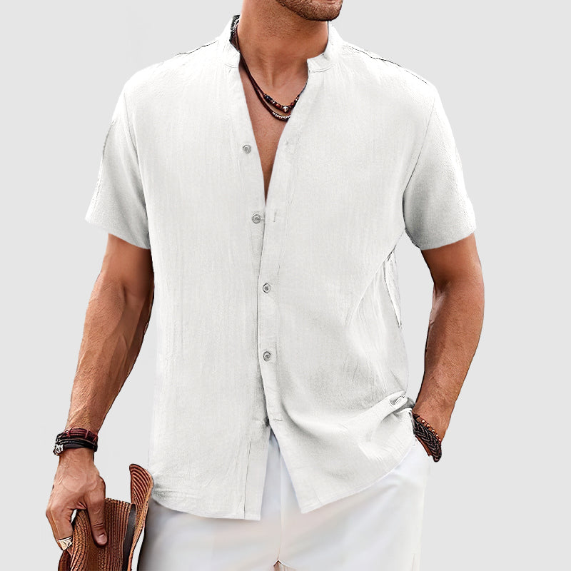 Loookus - Men's Casual Daily Cotton Linen Short Sleeve Shirt