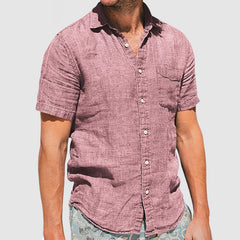 Loookus - Gentleman's Vacation Soft Two-tone Cotton Linen Shirt