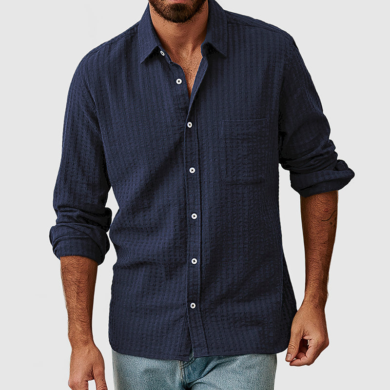 Loookus - Men's Casual Basic Textured Cotton Shirt