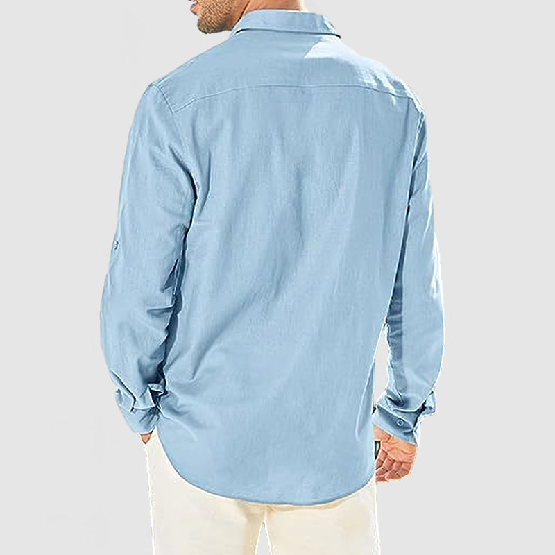 Loookus - Men's Cotton Linen Pocket Shirt