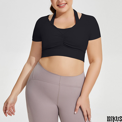 Loookus-PlusSize Halter Padded Yoga Top